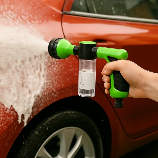 Autospuit met Zeepdispenser – Foam Gun voor Tuinslang – 8 Standen Spuitpistool – Autowas Spuit – Sproeikop met Zeepreservoir