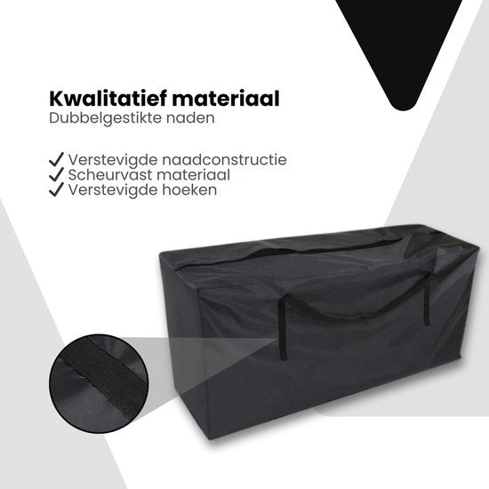 Tuinkussentas - Zwart - 173 x 76 x 51 cm - Opbergtas voor Tuinmeubelkussens - Tuinstoelkussentas - Tuinsetkussen Opbergtas