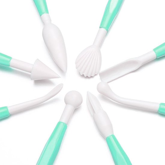 8-Delig Modelleer Sticks met 16 Verschillende vormen - Shape Sculpting Fondant Tool Set - Taart decoratie Gereedschap