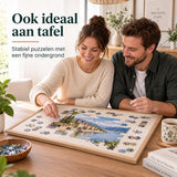 Opvouwbaar Puzzelbord voor 1000 Stukjes – Puzzelmat & Puzzelplaat 80 x 60 cm – Draagbaar Puzzelbord met Beschermhoes – Antislip Oppervlak – Beige