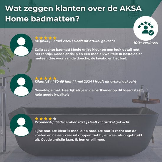 AKSA Home® Badmat 50x80 cm - Douchemat antislip - Badmat antislip - Badkamermat - Vloerkleed - Lichtgrijs