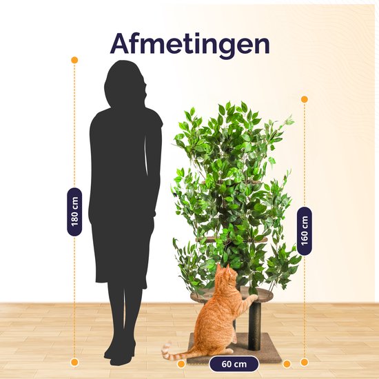 Kattenboom - Krabpaal voor Katten - 160 - Verwisselbare bladeren - Extra Stabiel