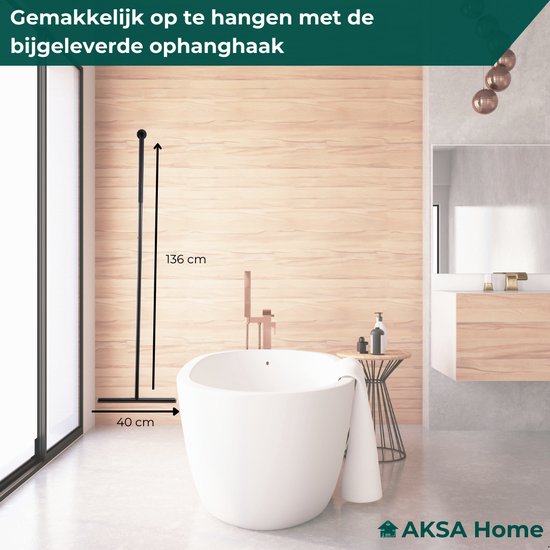 AKSA Home® Vloertrekker - Douchewisser - Trekker Douche - RVS Vloerwisser - met Steel - Zwart