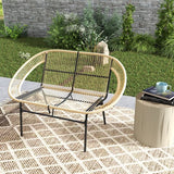 2-zits Rattan Tuinbank in Boho-stijl - Zwart
