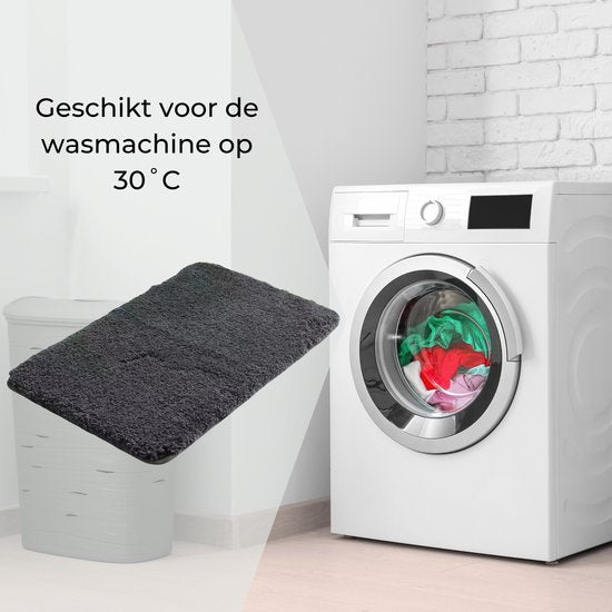 AKSA Home® Badmat 50x80 cm - Douchemat antislip - Badmat antislip - Badkamermat - Vloerkleed - Donkergrijs