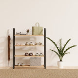 Fixwood Schoenenrek 4 Lagen – Zwart - Ruimtebesparend Schoenenkast – Modern Design – Voor 12+ Paar Schoenen – Opbergsysteem Schoenenrek Hal, Slaapkamer of Woonkamer