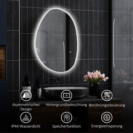 4goodz Asymmetrische Badkamerspiegel met LED-verlichting 70x50 cm