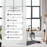 AKSA Home® Badmat 70x140 cm - Grote douchemat antislip - Badmat antislip - Badkamermat - Vloerkleed - Donkergrijs