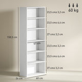 4goodz Boekenkast met 6 Verstelbare Planken - 24x60x158 cm - Wit