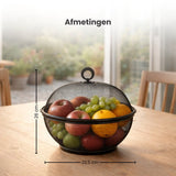 Fruitmand met Vliegenkap - Zwart - Diameter: 22,5 cm - Fruitopberger - Zwarte Fruitmand