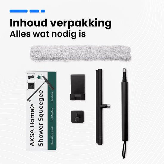 AKSA Home® Douchewisser en Vloertrekker V2 - Douchewisser - Trekker Douche - RVS Vloerwisser - Uitschuifbaar - Zwart