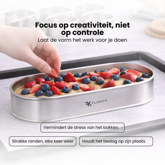 Roestvrijstalen sloffenring - Complete Set - Verstelbaar Bakframe - RVS - 27 - 40 cm – Sloffen – Taarten - Vruchtentaarten - Bakslof Verstelbaar