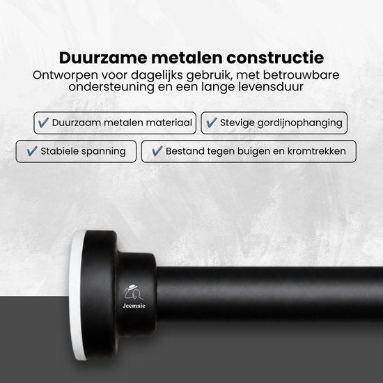 Douchestang Uitschuifbaar - Zwart - 120 cm tot 215 cm - Universeel - Douchestang zonder Boren - Douchestang Verstelbaar - Douchegordijnstang - Gordijnstang