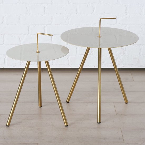 Boltze® Tobo Bijzettafel set van 2 stuks met Metaal Poten - Goud