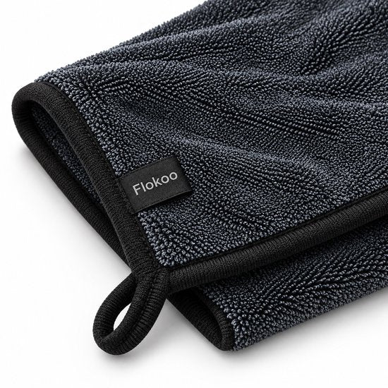 Microvezel Droogdoek Auto 60 x 40 cm - Autodroogdoek - Poetsdoek Zwart - 5 stuks
