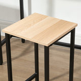 Bartafelset in industrieel design, 3-delig, 1 tafel, 2 krukken, Zwart + Natuur
