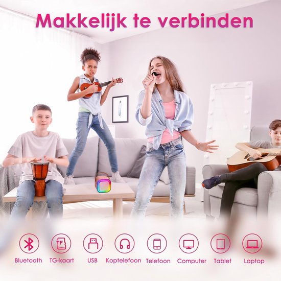 Vesfy Karaoke Set - Draadloze microfoon met Bluetooth 5.0 en LED verlichting