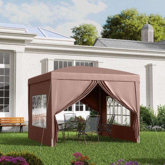 4goodz Partytent Paviljoen 2x2 m - Opvouwbaar met 4 Zijwanden en Rits - bruin