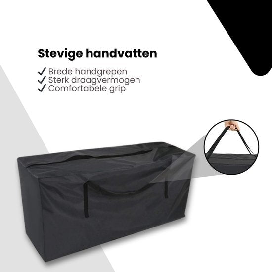 Tuinkussentas - Zwart - 116 x 47 x 52 cm - Opbergtas voor Tuinmeubelkussens - Tuinstoelkussentas - Tuinsetkussen Opbergtas