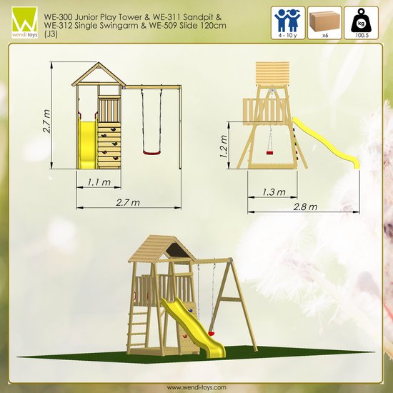 Wendi Toys Speelhuis Bij met Glijbaan - WTJ3 - 270x270x280 cm