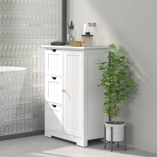 4goodz Buffetkast Badkamer Ladekast, 3 Laden, 3 Planken, MDF, Wit