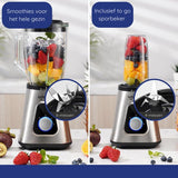 Safecourt Kitchen Blender - Smoothie maker - Krachtige 1200W - To-Go Beker - 3 Standen - RVS