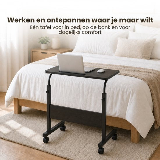 Laptoptafel op Wielen - In Hoogte Verstelbaar