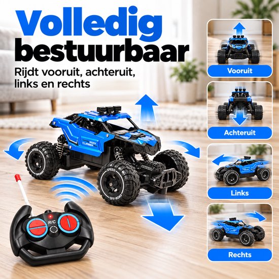 DMG Supply RC Auto - Bestuurbare Auto - Raceauto - Blauw - Binnen en Buiten - 15 km-u - Vanaf 7 Jaar