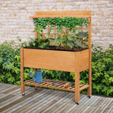 Verhoogde Plantenbak Hout op Wielen met klimrek - 45x105x135 cm
