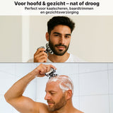 Carewat Glad Pro - Scheerapparaat Mannen - Elektrisch 6-in-1 - Hoofd & Gezicht - Nat & Droog - Trimmer & Tondeuse - Draadloos Opladen