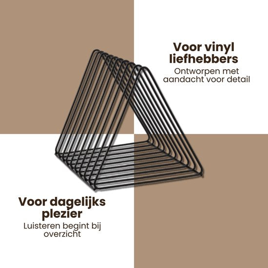 LP Opbergsysteem - Zwart - Elpee Opbergrek - Platenrek van Metaal - Opbergrek LP - Vinyl OpbergSysteem - 50 tot 60 Platen - Bordenstandaard - Boekenstandaard