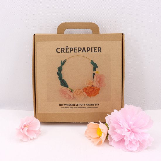 DIY Krans Maken Set van Crêpepapier Complete Creatieve Knutselset voor Papieren Bloemenkrans Inclusief Instructies voor Volwassenen en Kinderen