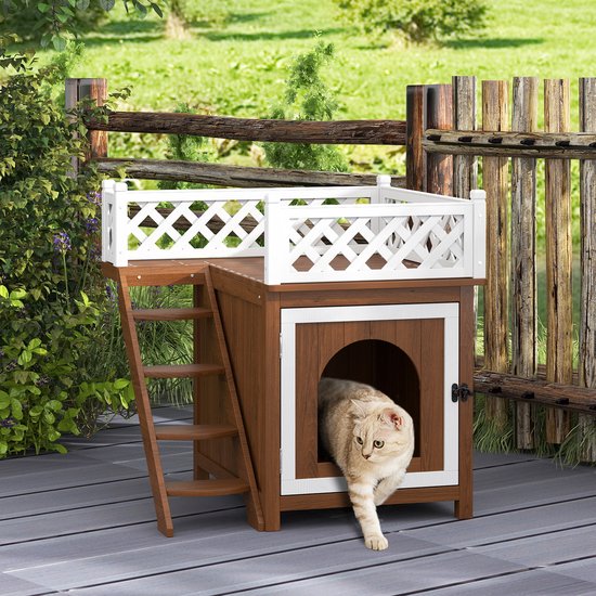 4goodz Kattenhok met dakterras 67,5x63x68,5cm - Bruin