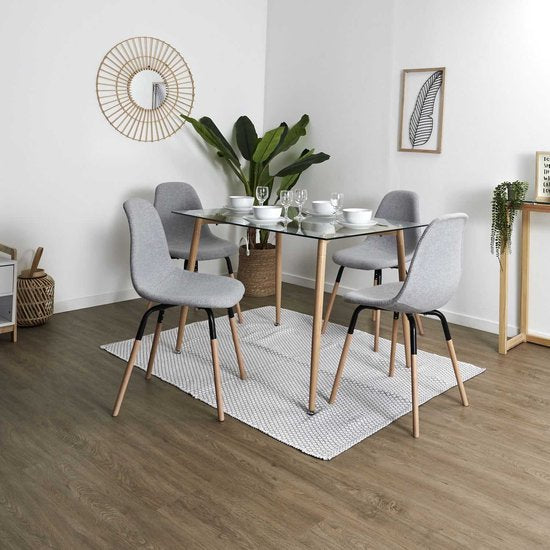 Set van 4 stuks Eetkamerstoel Phenix Eettafelstoel - Lichtgrijs