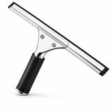 Raamtrekker 35 cm – Douchewisser – Wisser voor Douche, Ramen, Spiegel en Autoruit – RVS Glaswisser – Siliconen Raamwisser – Handtrekker – Douchetrekker Zwart-Zilver - Trekker