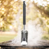 BBQ Borstel met Schraper - BBQ Accessoires - BBQ Schoonmaakborstel geschikt voor alle merken - 2 in 1 - Barbecue Staalborstel - RVS - Zilver