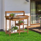 4Goodz Houten oppottafel Plantentafel met lade en bak