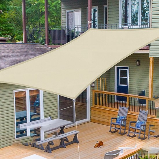 Schaduwdoek Waterafstotend – Vierkant 2x3m – UV-bescherming & Windbestendig – Ademend HDPE Zonnezeil – Tuin, Terras, Balkon, Zwembad – Beige