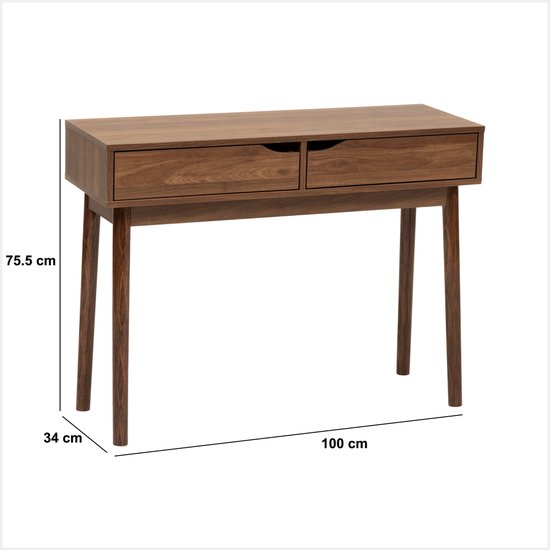 Home Deco Factory Sidetable Console Bijzettafel Met 2 Laden Klaus - Bruin