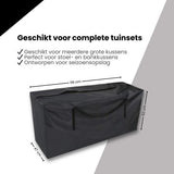 Tuinkussentas - Zwart - 116 x 47 x 52 cm - Opbergtas voor Tuinmeubelkussens - Tuinstoelkussentas - Tuinsetkussen Opbergtas
