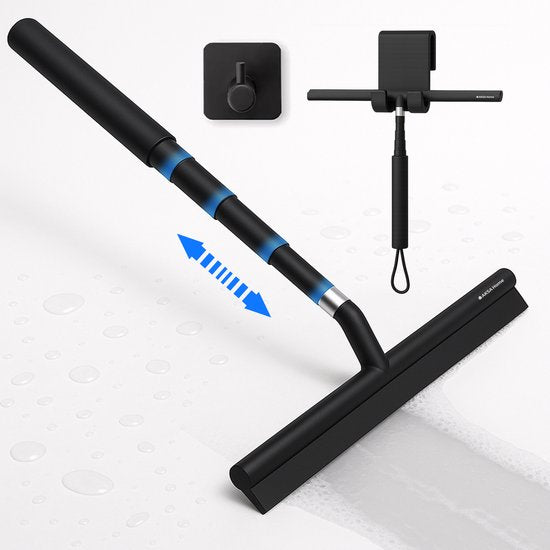 AKSA Home® Douchewisser en Vloertrekker V2 - Douchewisser - Trekker Douche - RVS Vloerwisser - Uitschuifbaar - Zwart