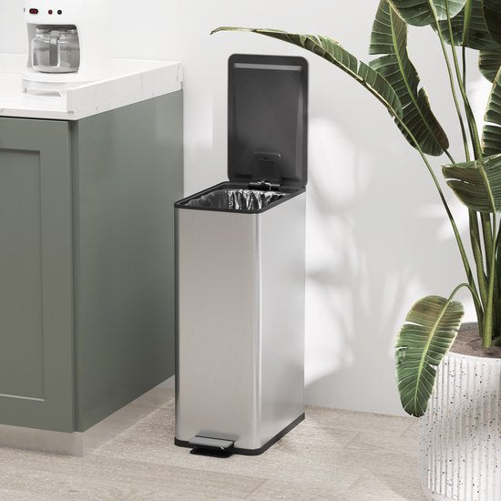Pedaalemmer Prullenbak 20 Liter met Soft-Close Deksel - Geurfilter - Vingerafdruk-bestendig - RVS