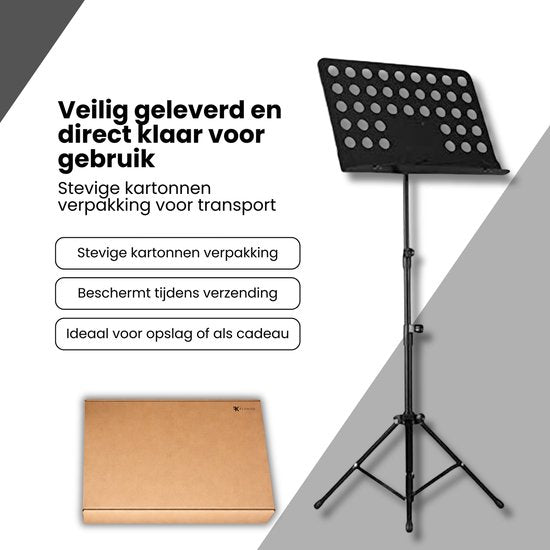 Muziekstandaard Inklapbaar & Verstelbaar - Zwart - 145 cm - Bladmuziek houder - Lessenaar voor Bladmuziek