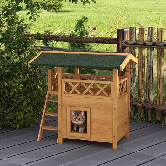4goodz kattenhuis 2 laags 77x50x73cm - Bruin