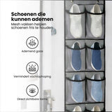 Schoenenkast Hangend - Schoenenzak 12 vakken - Opbergen van Schoenen aan Deur - Schoenenzak Grijs - Oplossing voor rondslingerende schoenen - Hoogwaardige Schoenenkast