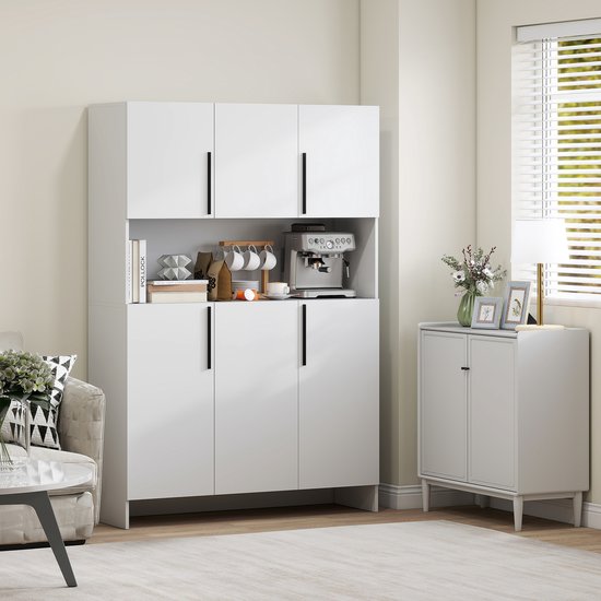 Moderne Keukenkast Voorraadkast Breed 2 deurs 40x119x175 cm - Wit