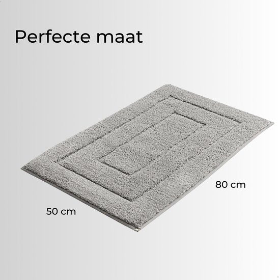 AKSA Home® Badmat 50x80 cm - Douchemat antislip - Badmat antislip - Badkamermat - Vloerkleed - Lichtgrijs
