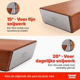 Messenslijper – Rollende Messenslijper met Magnetische Meshouder – 15° & 20° Slijphoek – Dubbelzijdige Slijproller – Voor Keukenmessen – Houten Uitvoering