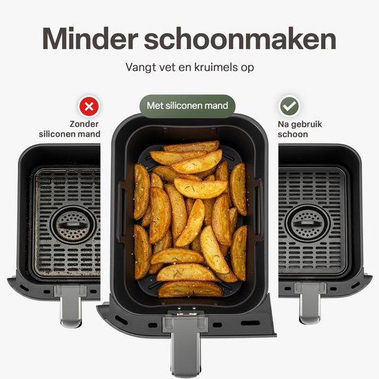 Airfryer Accessoireset 10-delig – Siliconen Bakjes, RVS Rekken, Spiesenrek, Tang, Spatel & Bakkwast – Geschikt voor Dual Zone Airfryer 7-10L – Vaatwasserbestendig & Hittebestendig 230°C
