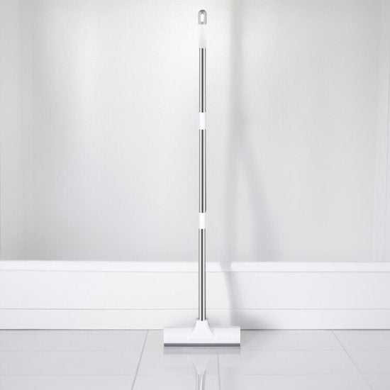 Schrobber 2 in 1 - Wit-Grijs - Douchetrekker - Schrobbezem - Trekker douche - Luiwagen - Trekker - Schuurborstel - Schrobborstel Met telescopische steel
